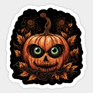 Halloween Pumpkin, Spooky Pumpkin Face Sticker